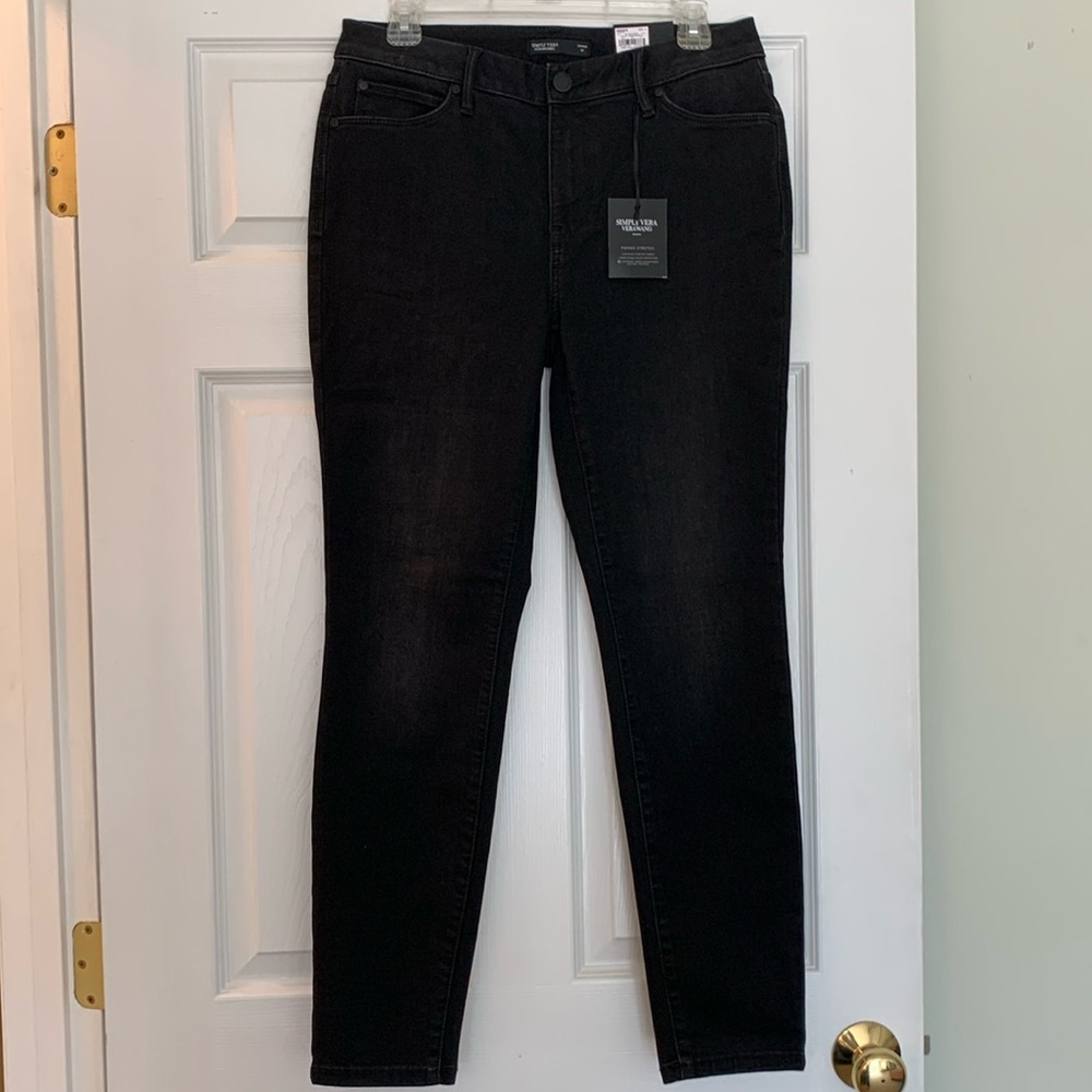 NWT Simply Vera Vera Wang Black Mid Rise Skinny Jeans Sz 10